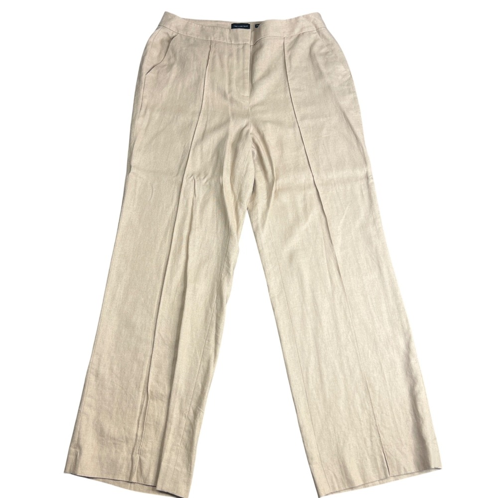 The Limited Womens 10P Tan Linen Blend High Rise Wide Leg Trousers Pants Petite